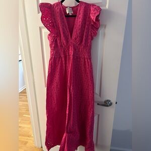 Sail to Sable Fuchsia Eyelet Maxi Dress